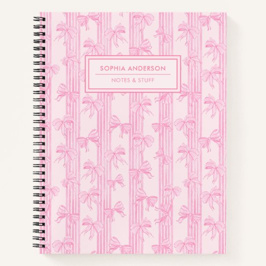 Coquette Roze Strik linten Persoonlijk Notitieboek (Voorkant)