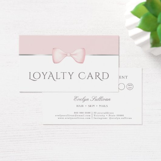 Coquette roze strik loyalty kaart (Bureau)