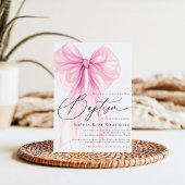 Coquette Roze Strik Meisje Doop Kaart