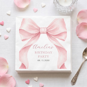 Coquette Roze Strik Meisje Verjaardagsfeestje Servet