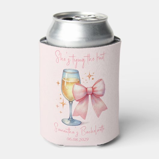 Coquette Roze Strik Meisjesavond  Blikjeskoeler (Blikje Voorkant)