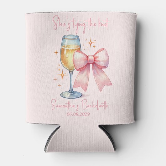 Coquette Roze Strik Meisjesavond  Blikjeskoeler (Voorkant)