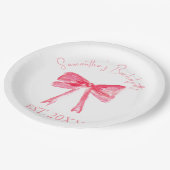 Coquette Roze Strik Meisjesavond  Papieren Bordje (Gekanteld)