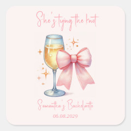 Coquette Roze Strik Meisjesavond Vierkante Sticker