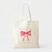 Coquette Roze Strik Meisjesuitnodiging  Tote Bag (Voorkant)