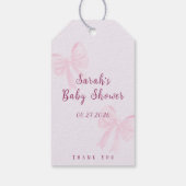 Coquette Roze Strik Minimal Baby Shower Favor Cadeaulabel (Achterkant)