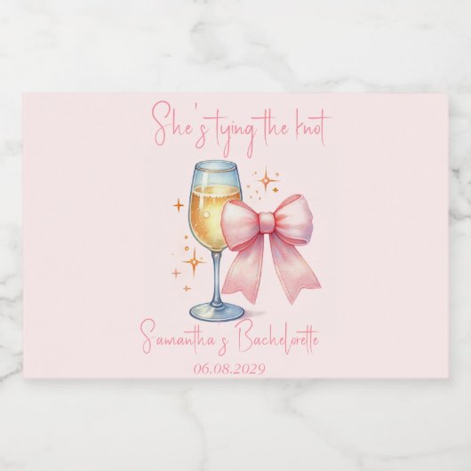 Coquette Roze Strik Ontwikkeldinparty  Sparkling Wijnetiket (Enkel label)