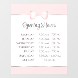 Coquette Roze strik Openingstijden Raamsticker