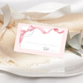 Coquette Roze Strik & Parels Moderne Bruidsborrel Plaatskaartje