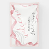 Coquette Roze Strik & Parels Moderne Bruidsdouche Spandoek (Verticaal)