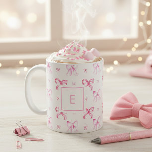 Coquette Roze Strik Preppy Meisjesachtige Monogram Koffiemok