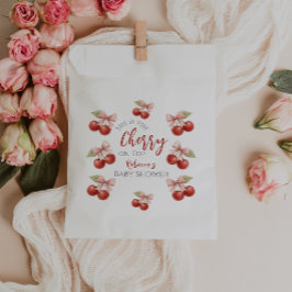 Coquette Roze strik Rode kers op Top Baby shower Bedankzakje