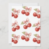 Coquette Roze strik Rode kers op Top Baby shower Kaart (Achterkant)