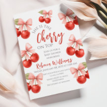 Coquette Roze strik Rode kers op Top Baby shower