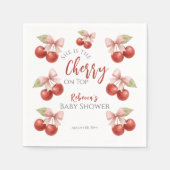 Coquette Roze strik Rode kers op Top Baby shower Servet (Voorkant)