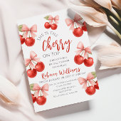 Coquette Roze strik Rode kers op Top Vrijgezellenf Kaart