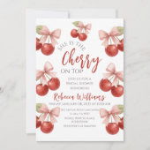 Coquette Roze strik Rode kers op Top Vrijgezellenf Kaart (Voorkant)