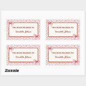 Coquette Roze Strik Terug Naar School Ex Libris Rechthoekige Sticker (Vel)