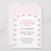 Coquette Roze Strik Tweede Verjaardagsfeest