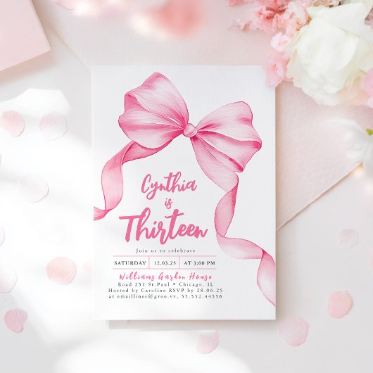 Coquette Roze Strik Verjaardag Kaart