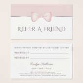 Coquette roze strik verwijzingskaart visitekaartje (Voorkant /achterkant)