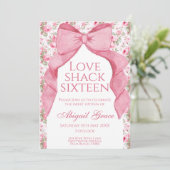 Coquette Roze Strik Zoete 16 Uitnodiging Template (Staand voorkant)
