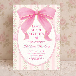 Coquette Roze Strik Zoete 16 Uitnodiging Template