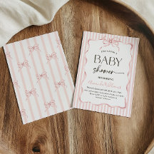 Coquette Roze Strikelinten Meisje Baby Shower