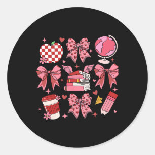Coquette Roze Strikende Appel Leraar Waardering Va Ronde Sticker