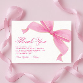 Coquette Roze Strikende Rozen Cottagecore Baby Sho Bedankkaart
