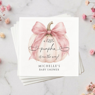 Coquette Roze Strikje Kleine Pompoen Baby Shower Servet