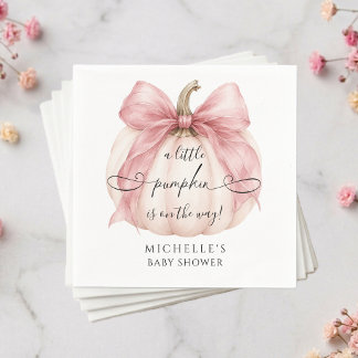 Coquette Roze Strikje Kleine Pompoen Baby Shower Servet