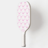 Coquette Roze Strikjes Aangepaste Monogramnaam Pre Pickleball Paddle (Links)