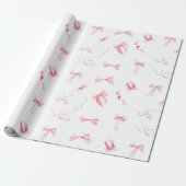 Coquette Roze Strikjes Cadeaupapier Esthetisch (Uitgerold)