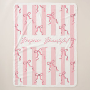 Coquette Roze Strikjes Strepen Fleece Deken