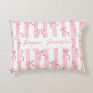 Coquette Roze Strikjes Strepen Fleece Kussen