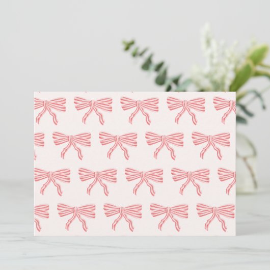 Coquette roze strikken bedankkaart (Staand voorkant)