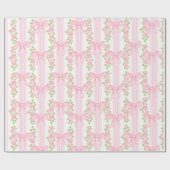 Coquette roze strikken en rozen inpakpapier (Vlak)