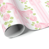 Coquette roze strikken en rozen inpakpapier (Rol Hoek)