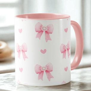 Coquette Roze Strikken & Hartjes Mok