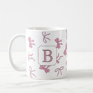 Coquette Roze Strikken Links en Rechts Hand Monogr Koffiemok