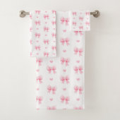 Coquette roze strikken linten naadloos patroon bad handdoek (Insitu)