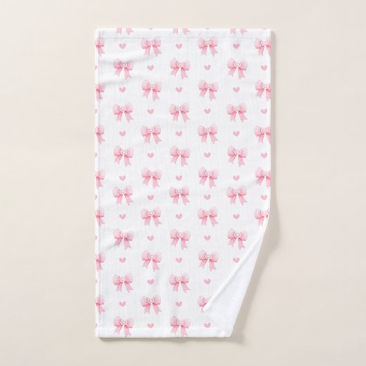 Coquette roze strikken linten naadloos patroon bad handdoek (Handdoek)