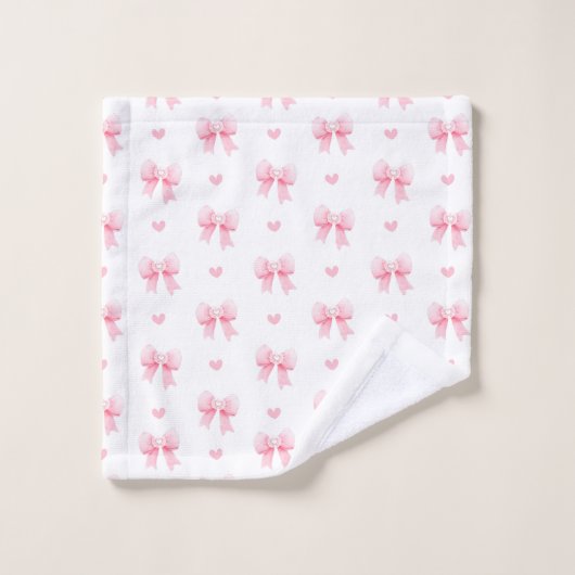 Coquette roze strikken linten naadloos patroon bad handdoek (Wasdoekje)