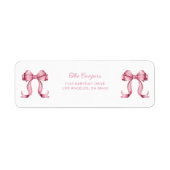 Coquette roze strikken retouradres etiket (Voorkant)
