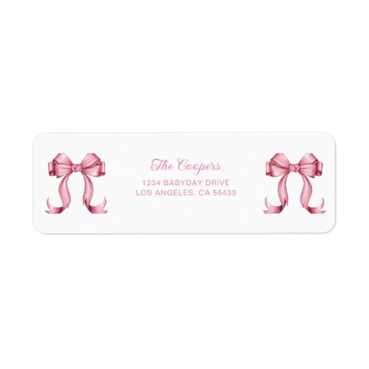 Coquette roze strikken retouradres etiket (Voorkant)