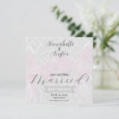 Coquette Roze Strikte Strik Lintjes Plat Save The Date (Staand voorkant)
