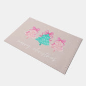 Coquette Roze Vrolijke Kerstmat Deurmat (Schuin)