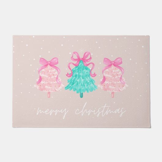 Coquette Roze Vrolijke Kerstmat Deurmat (Voorkant)