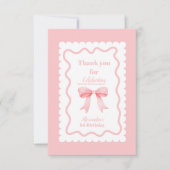 Coquette Roze Waterverf Boog 1e Verjaardag Bedankkaart (Voorkant)